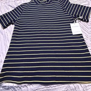 Navy and Yellow Striped Short Sleeve Tee